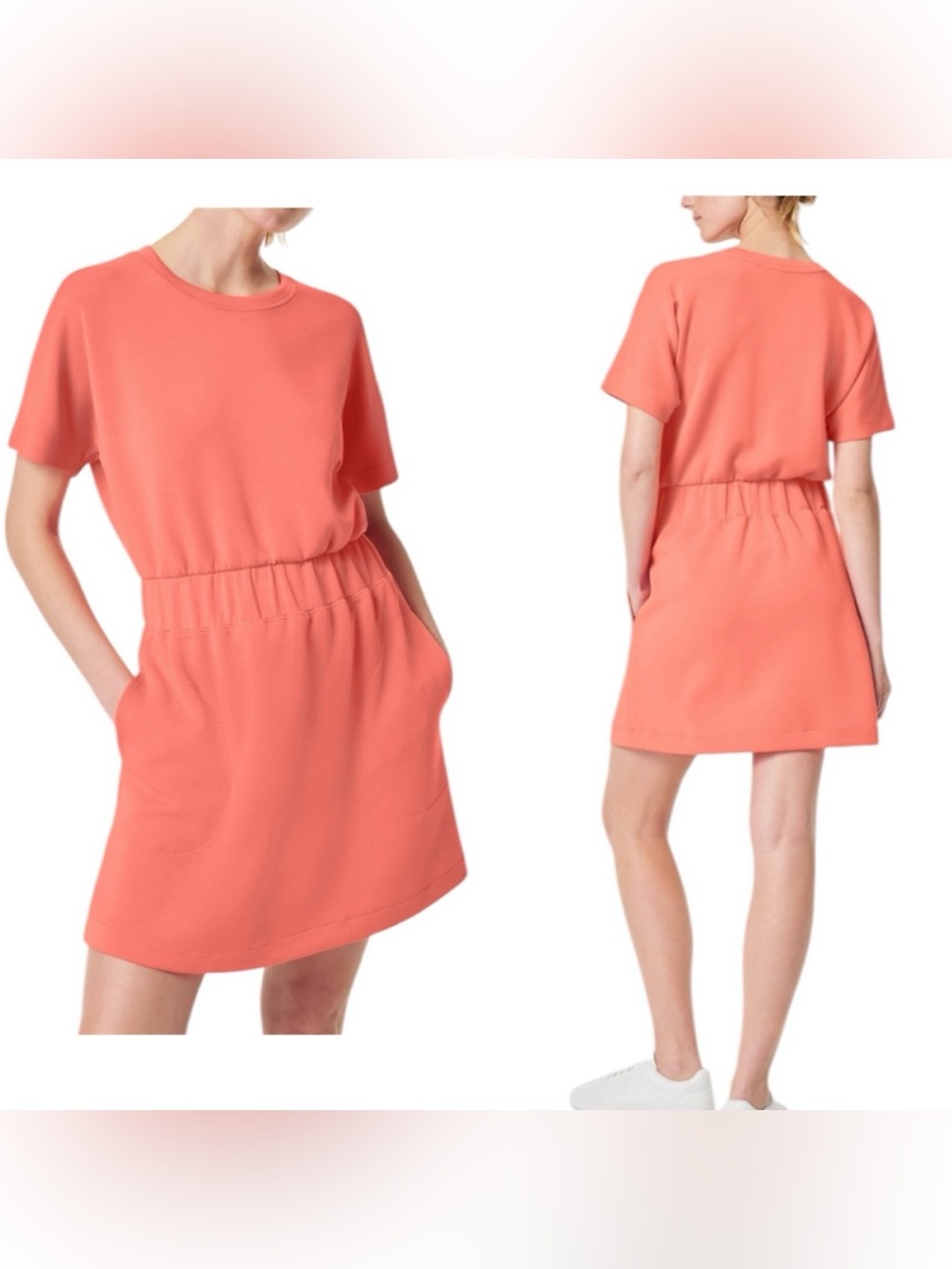 NEW SPANX AirEssentials Cinched T Shirt Dress In Sunset Peach  Size XL NWT.

•Le